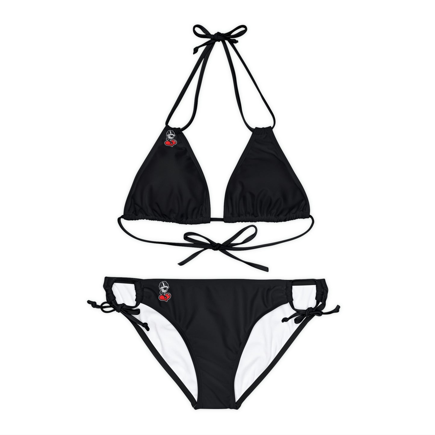 Black Fish Strappy Bikini Set (AOP)